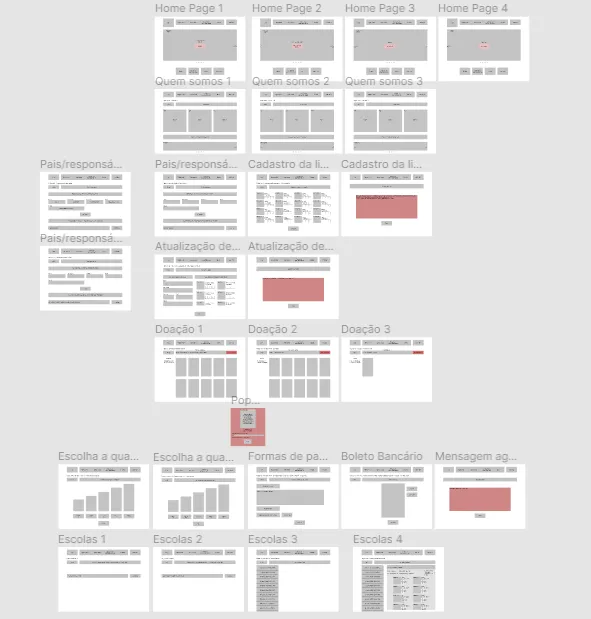 Wireframes e protótipo de baixa fidelidade (desktop)